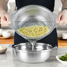 POPGRADE colander with mixing bowl and ergonomic handle for easy draining