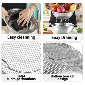 POPGRADE dishwasher-safe stainless steel colander for easy maintenance