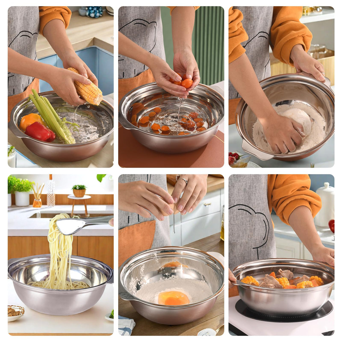 POPGRADE three-size metal strainer set for versatile kitchen tasks