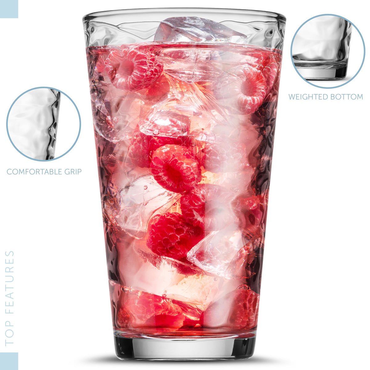 POPLASS Biscayne 7oz juice glasses with comfortable grip for morning beverages