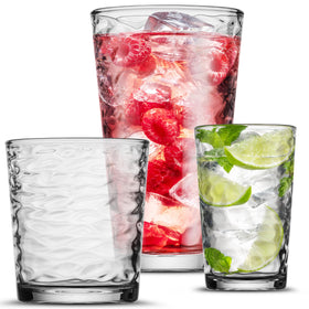 POPLASS Biscayne highball glass 17 oz with elegant wave pattern and comfortable grip
