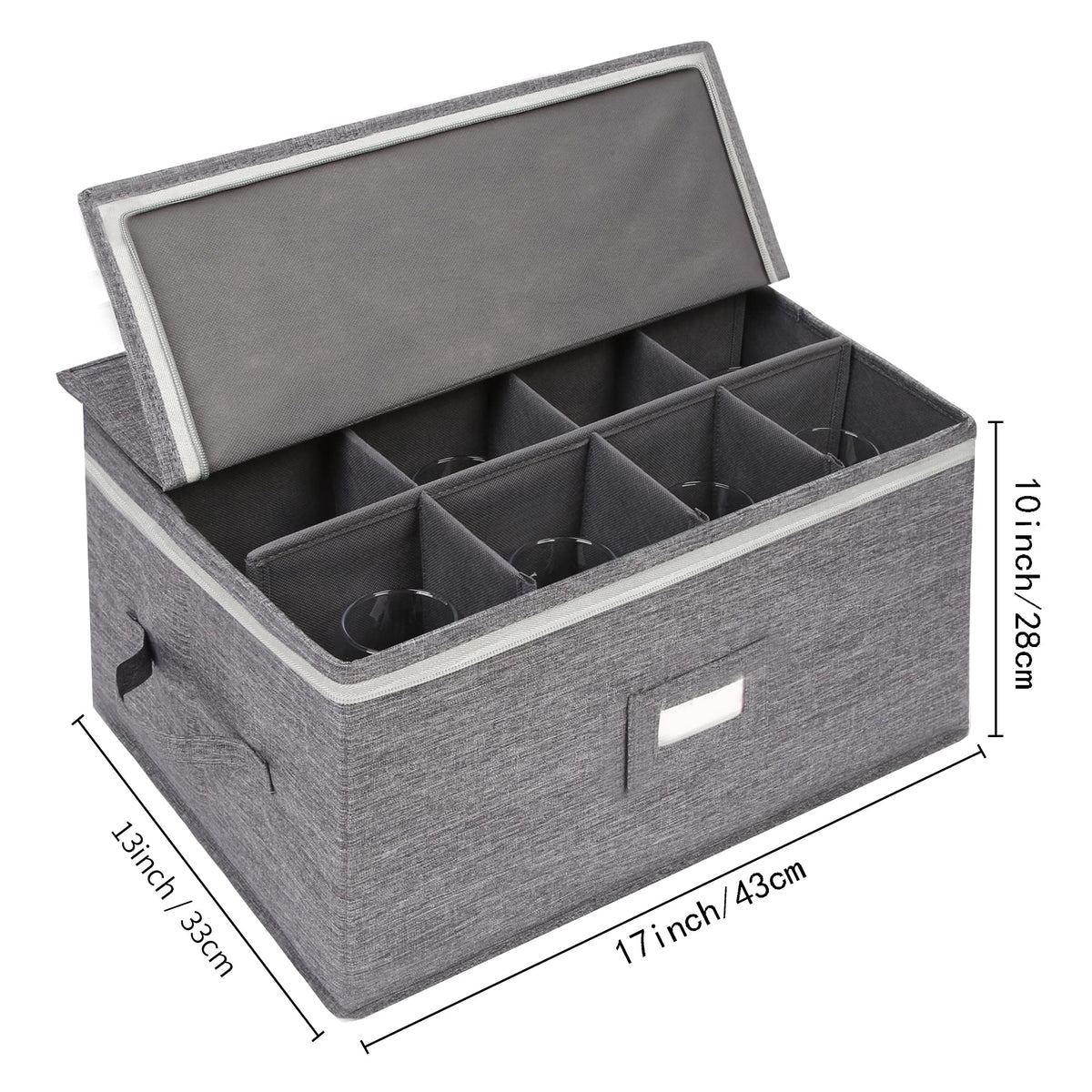 Popoly container includes label holder to identify contents without opening.
