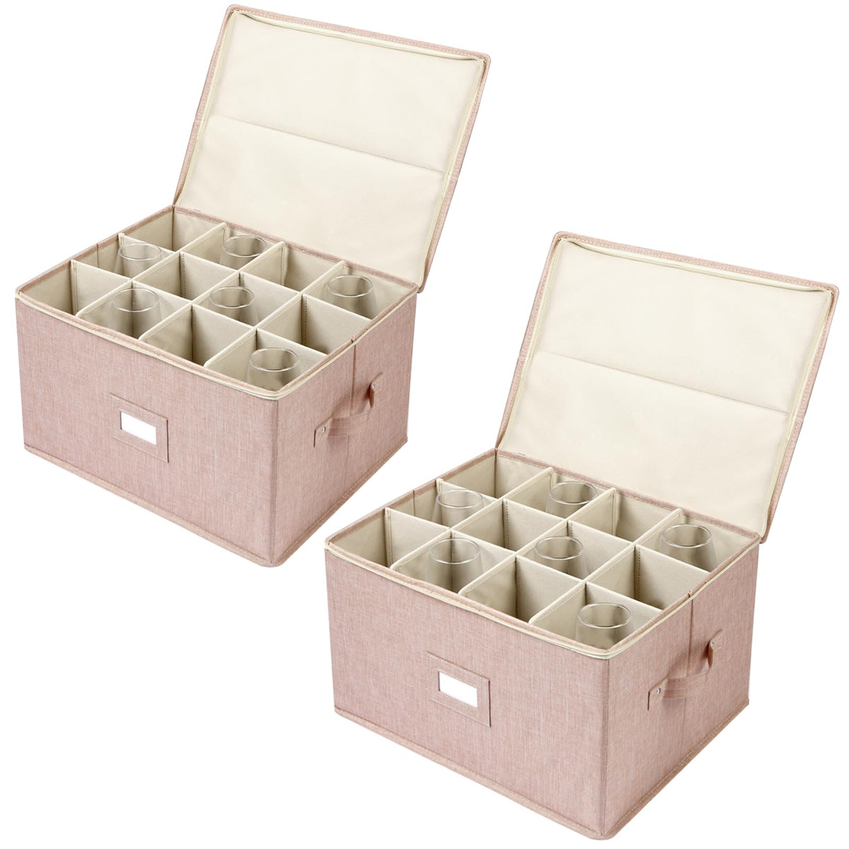 Popoly wine glass storage box with dividers for 12 glasses