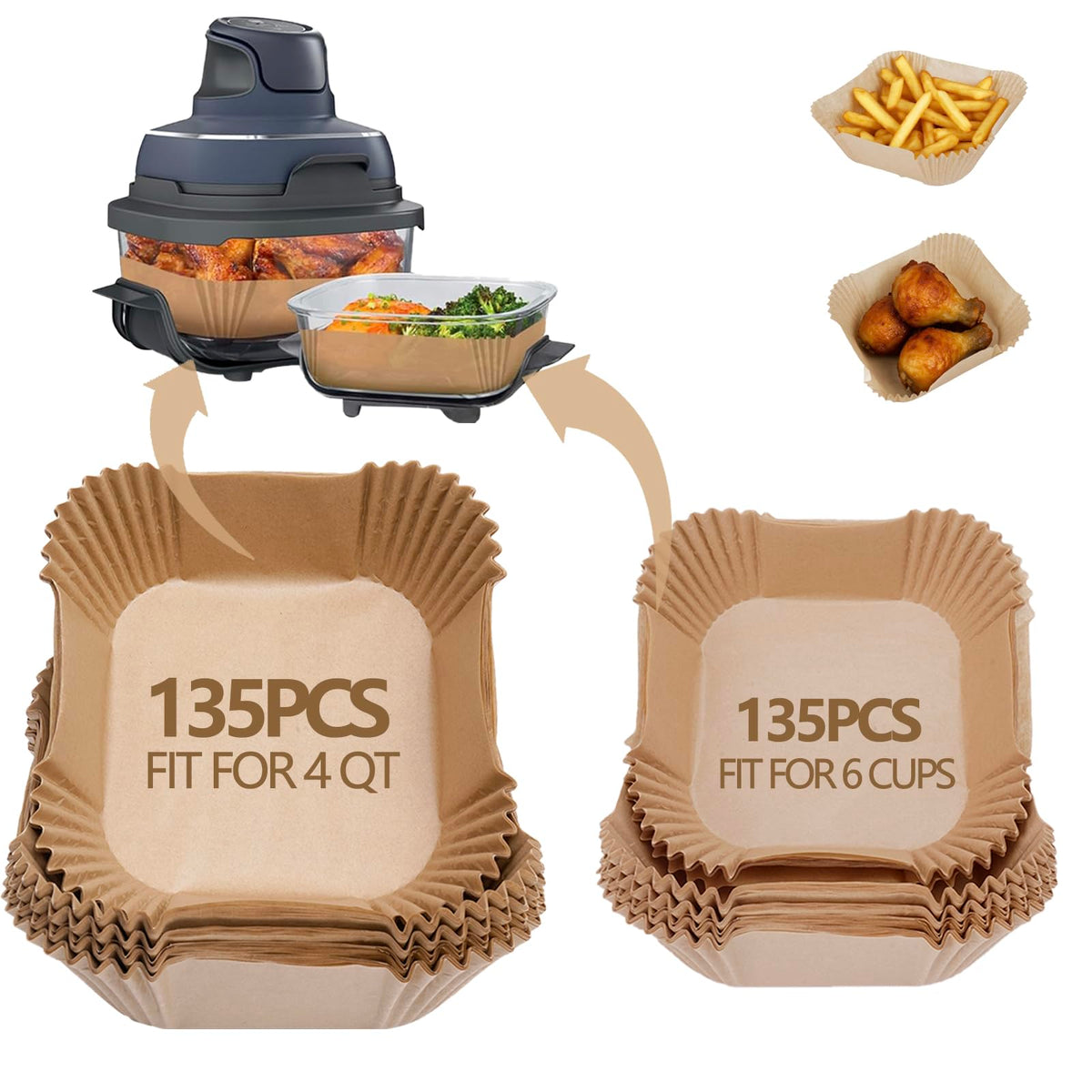 POPQEENS Ninja Crispi fit liners keep FN101 baskets clean for easier cleanup