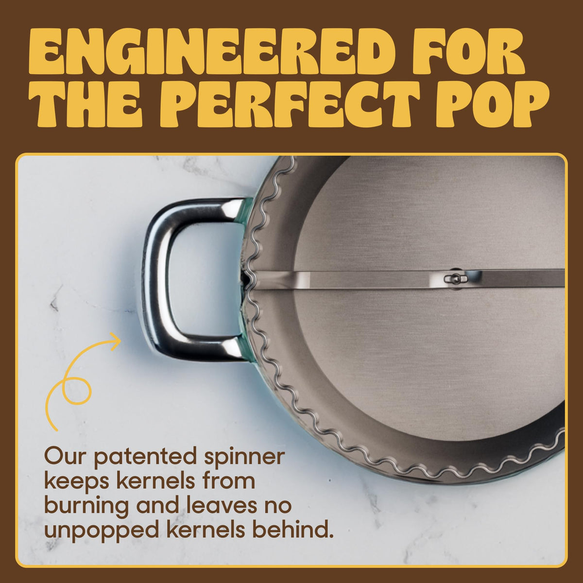 POPSMITH butter 6-quart popper induction-compatible for versatile stovetop cooking.