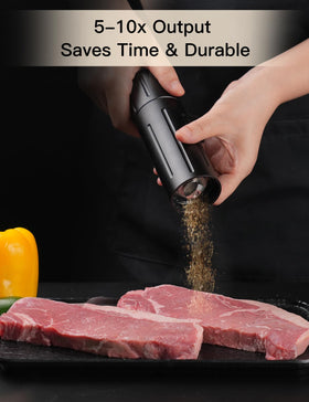 POPWOODS pepper grinder stainless-steel grinding core highlights fast, consistent output.