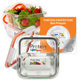 Portion Perfection 3-pack bariatric meal prep containers with precise 1-cup portions.