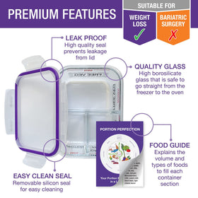 Portion Perfection freezer-safe glass meal prep containers for batch cooking and freezing