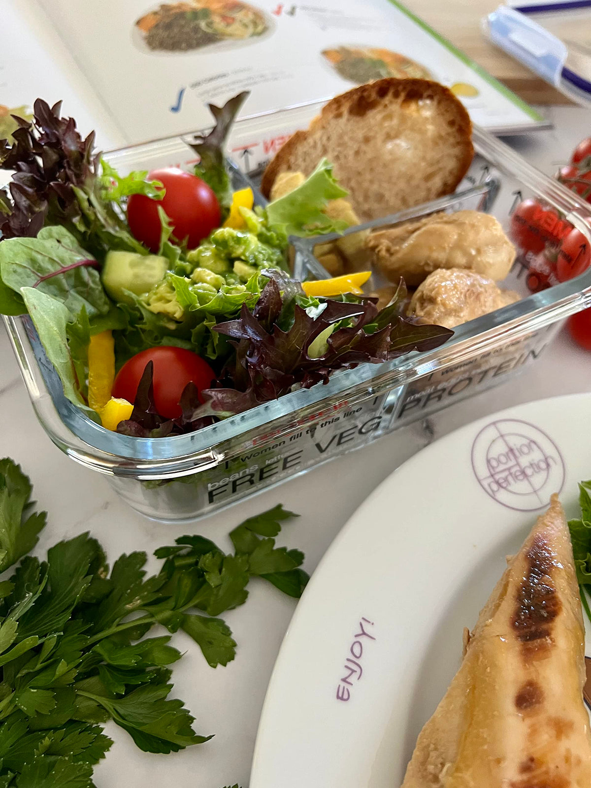 Pair Portion Perfection with Kit-n-Karry bag for effortless transport of meals