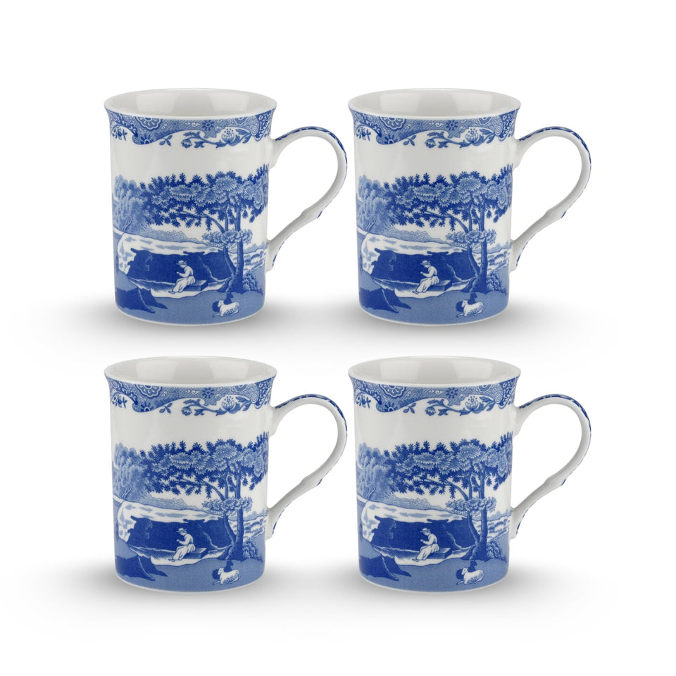 Portmeirion Spode Blue Italian mug set 4 12oz for daily coffee rituals.