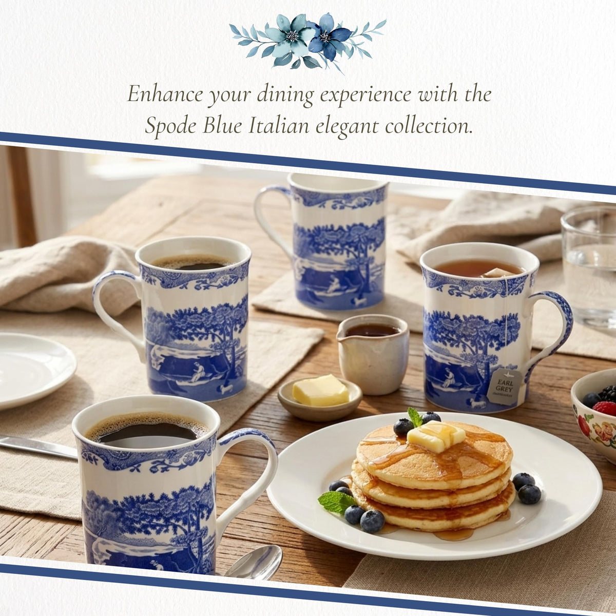 Portmeirion Spode Blue Italian mug 12oz for tea, coffee, and more.