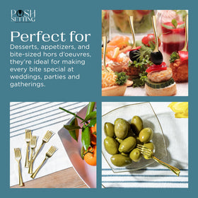 Posh Setting BPA-free gold forks safe and sturdy for any occasion.