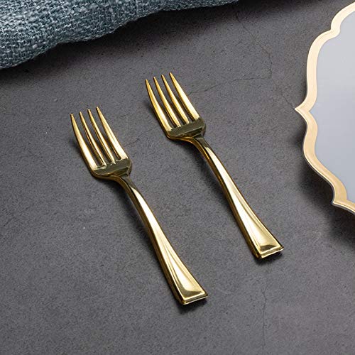 Posh Setting corporate event gold forks polished serviceware on the go.