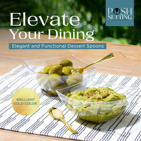 Posh Setting dessert spoon in gold, ideal for bite-sized treats.