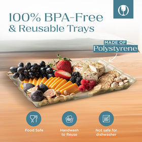 Posh Setting glitter gold serving tray helps organize a food layout on a table.