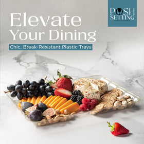 Posh Setting glitter gold serving tray for outdoor dining and easy service.