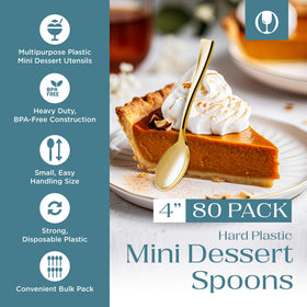 Posh Setting gold plastic spoon, durable disposable for bulk events.