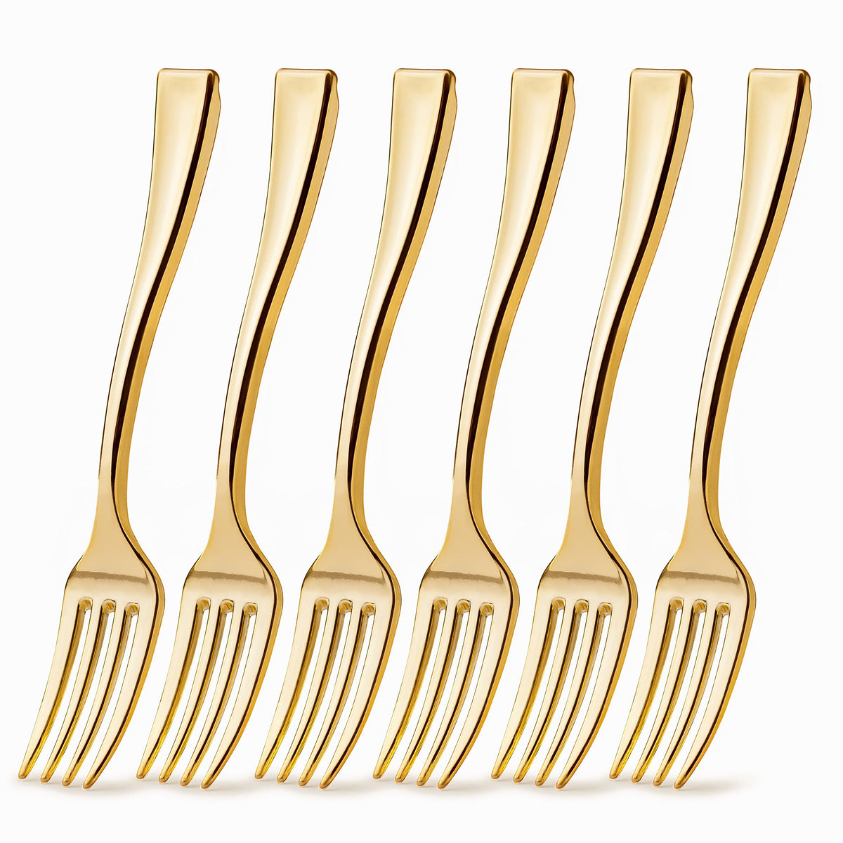 Posh Setting mini appetizer forks gold ideal for hors d'oeuvres.