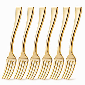 Posh Setting mini appetizer forks gold ideal for hors d'oeuvres.