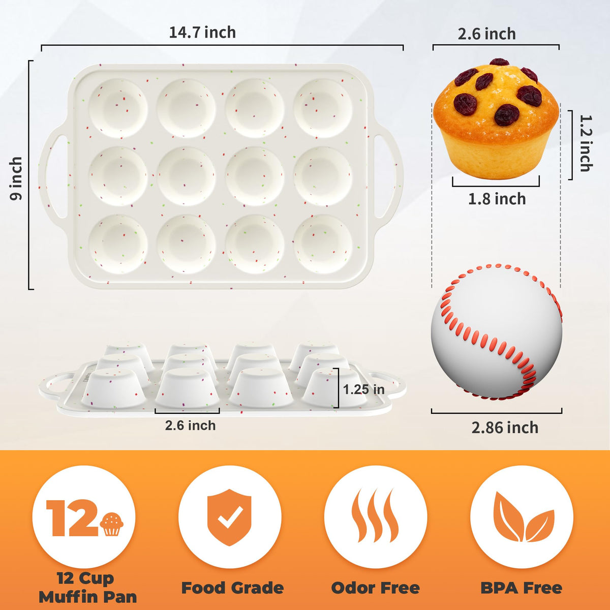 POSOSTO 12-cup regular-size silicone muffin pan ideal for small treats.