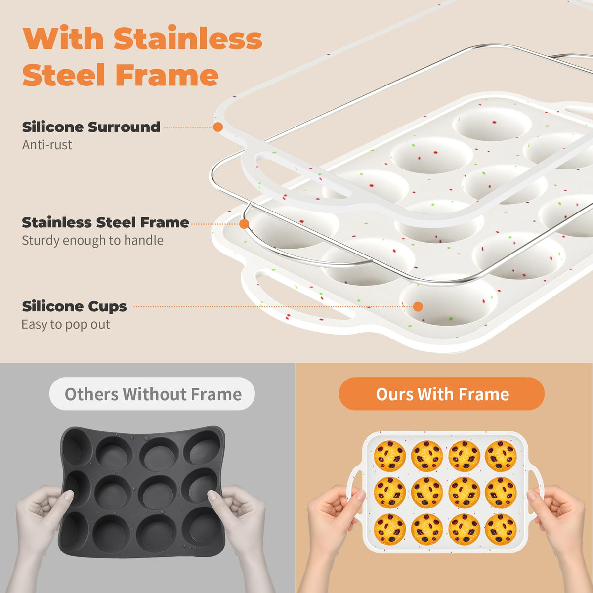 POSOSTO muffin pan nonstick surface ensures clean release of muffins.