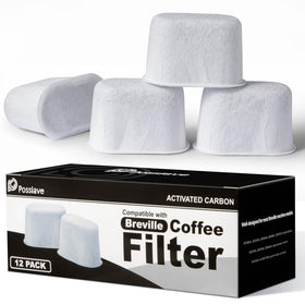 Possiave 12-pack charcoal filters for Breville BWF100 improve espresso water quality