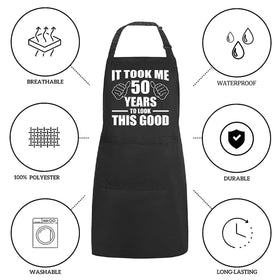 POTALKFREE adjustable-neck strap apron fits a wide range of sizes.