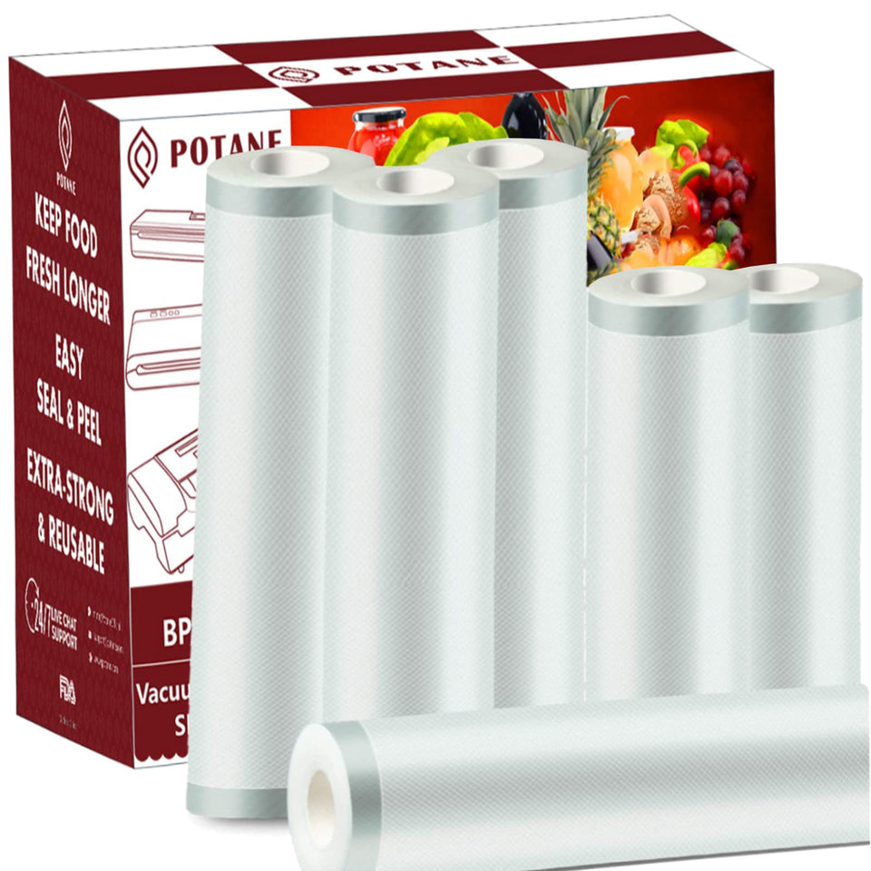 Potane 11x20 bag rolls for reliable freezer storage and preserved freshness.