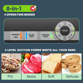 Potane vacuum-seal action on meat demonstrates strong sealing with a clean finish.