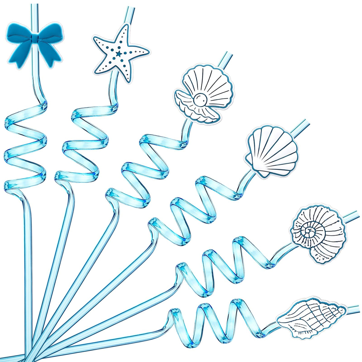 Potchen blue starfish straw set adds vibrant coastal party vibes