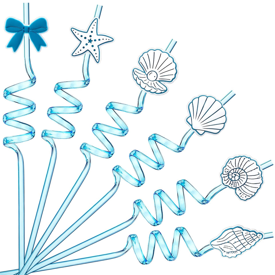 Potchen blue starfish straw set adds vibrant coastal party vibes