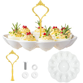 Potchen Crown 1-tier deviled egg platter on display for elegant entertaining
