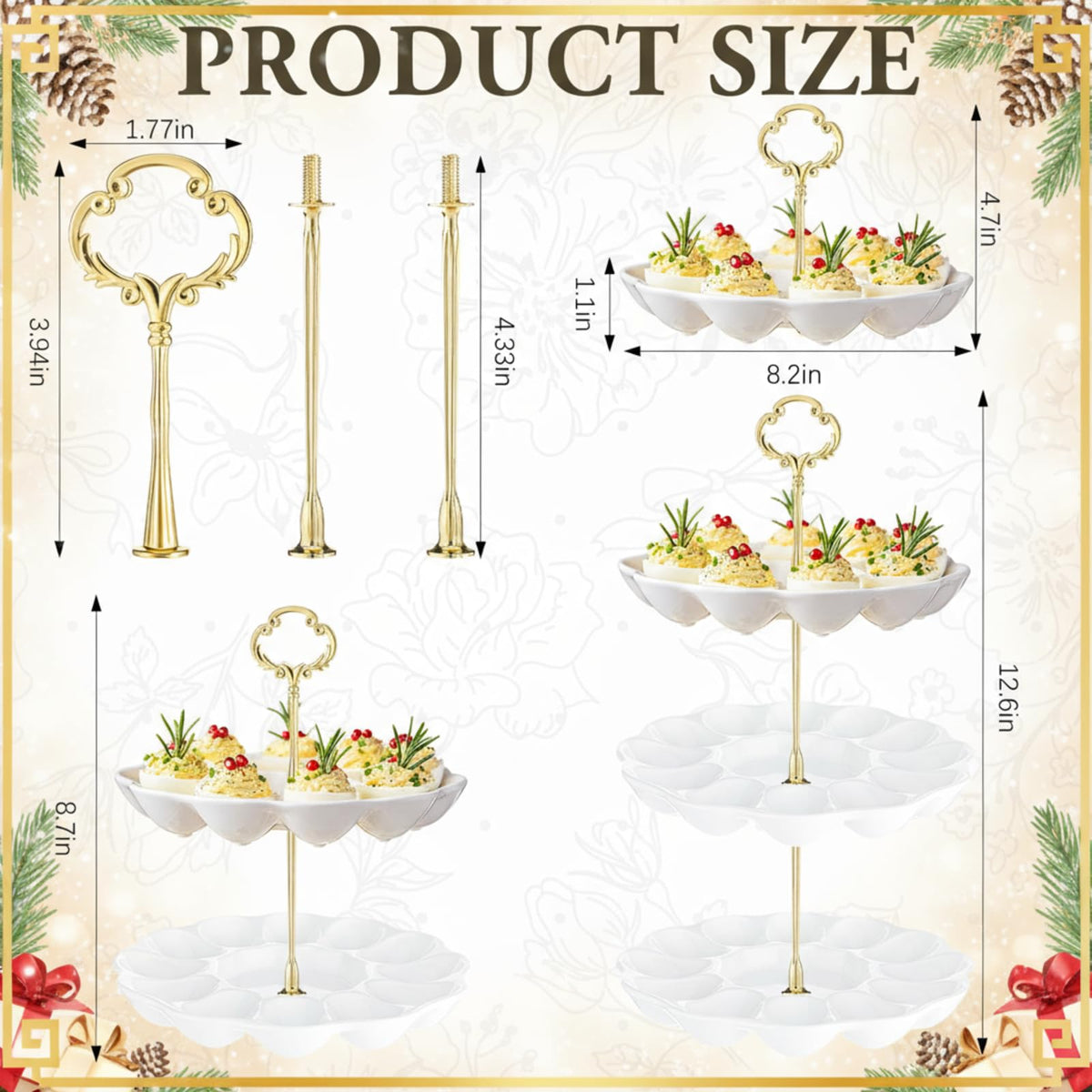 Potchen deviled egg platter stand tower displayed on a festive table.