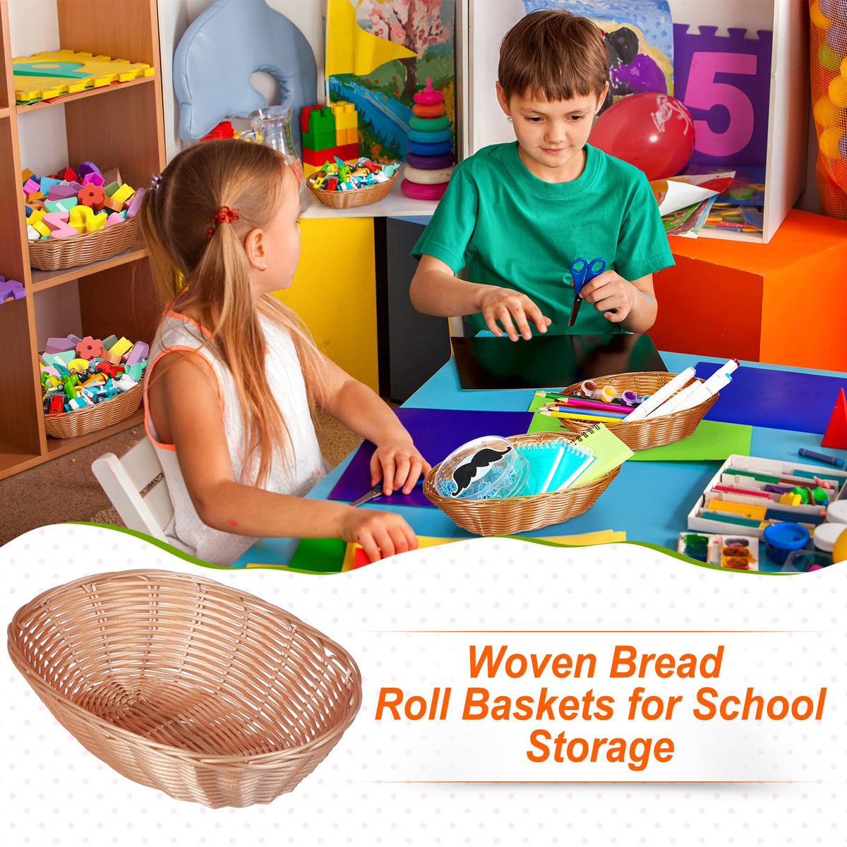 Potchen oval basket stackable storage saves space on shelves and countertops