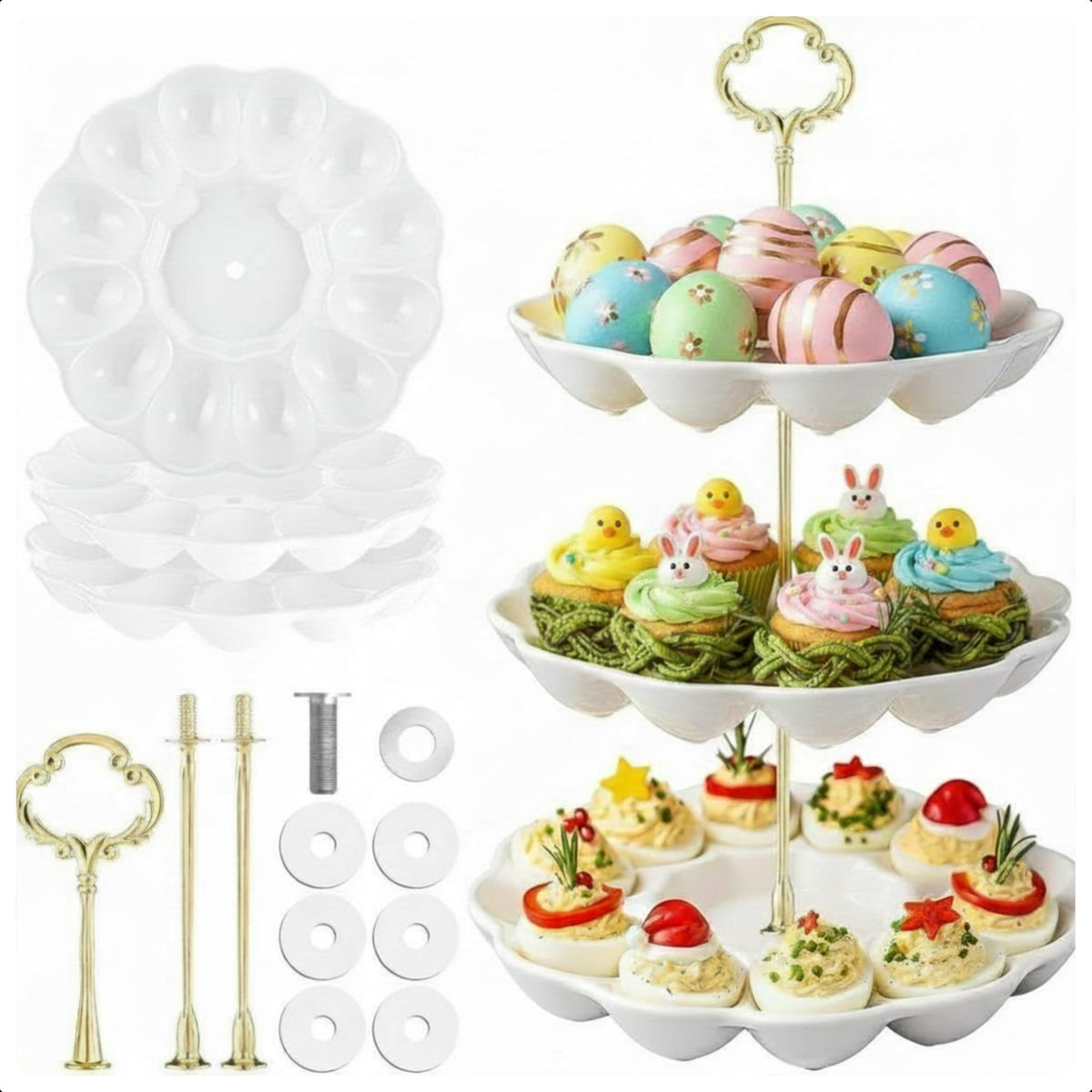 Potchen portable party egg platter easy to transport for events.