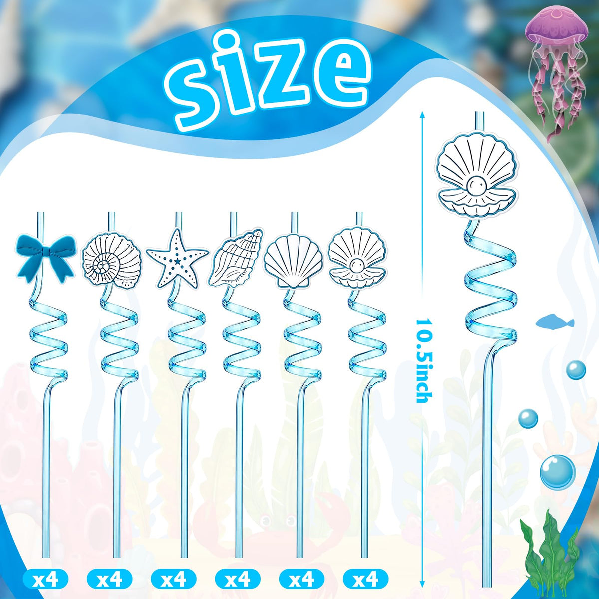 Potchen reusable coastal straw with toppers for celebrations