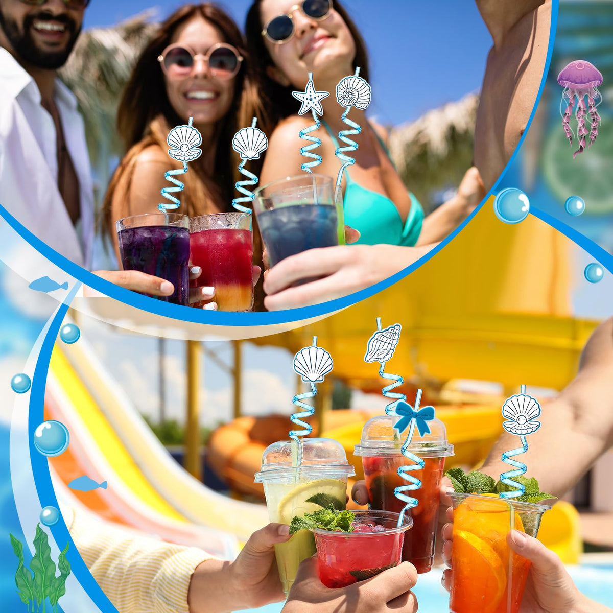 Potchen sea-themed baby shower straws for festive moments