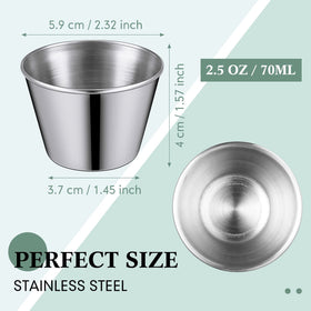 Potchen stainless steel condiment cups with round rims for splash-free dipping