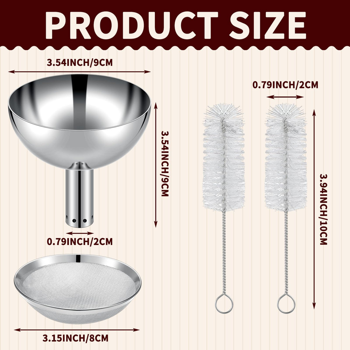 Potchen stainless steel sediment filter works with wine funnel