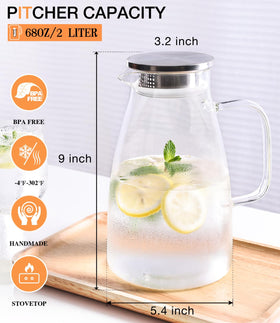 Potdoctor borosilicate glass pitcher with a sturdy, easy-to-grip handle.