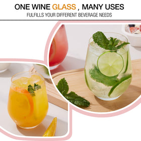 Potdoctor stemless wine glasses are dishwasher safe for easy cleanup.