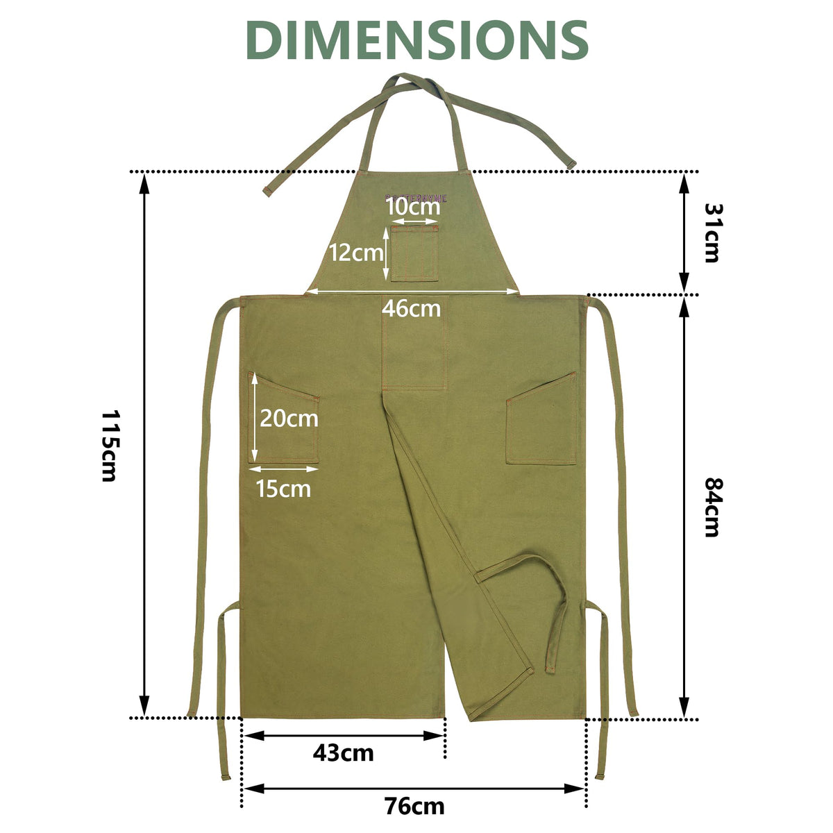Potterhyme split-leg apron design supports free movement during studio sessions.