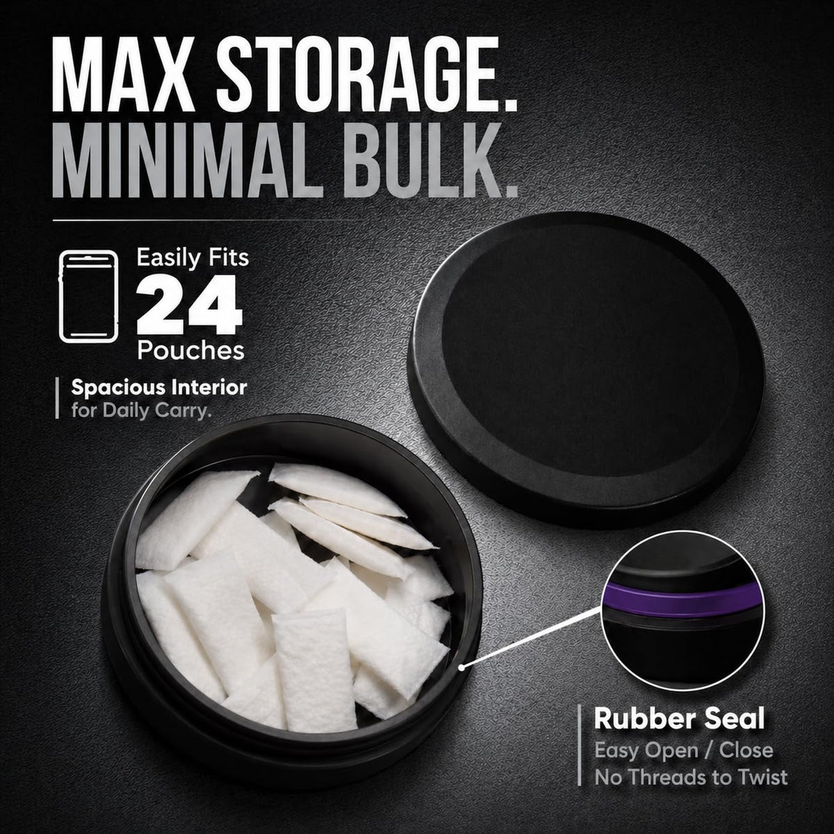 Pouch Pack moisture-resistant rubber seal demonstrates secure closure on the can.