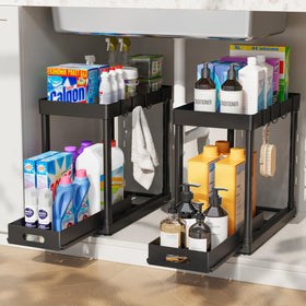 POUGNY 2-pack pull-out under-sink organizers keep cabinets neat and accessible