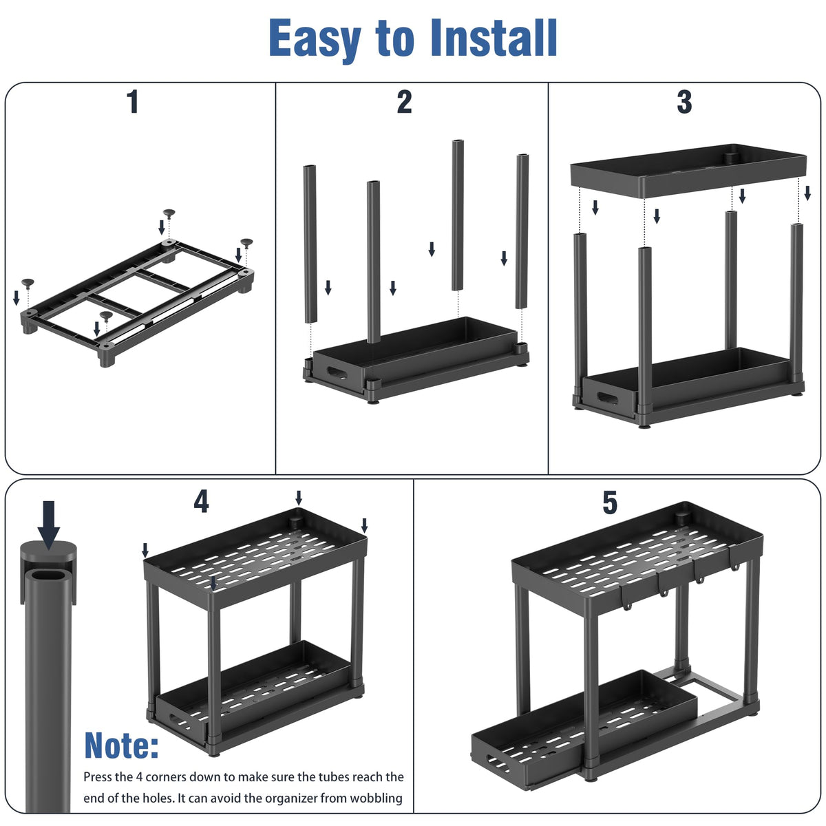 POUGNY 50 lb capacity supports heavy containers and cleaners safely
