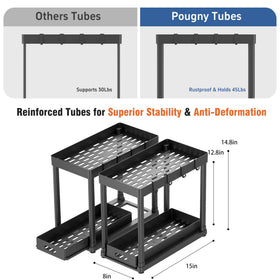 POUGNY suction-base stability prevents tipping for heavy bottles and cleaners