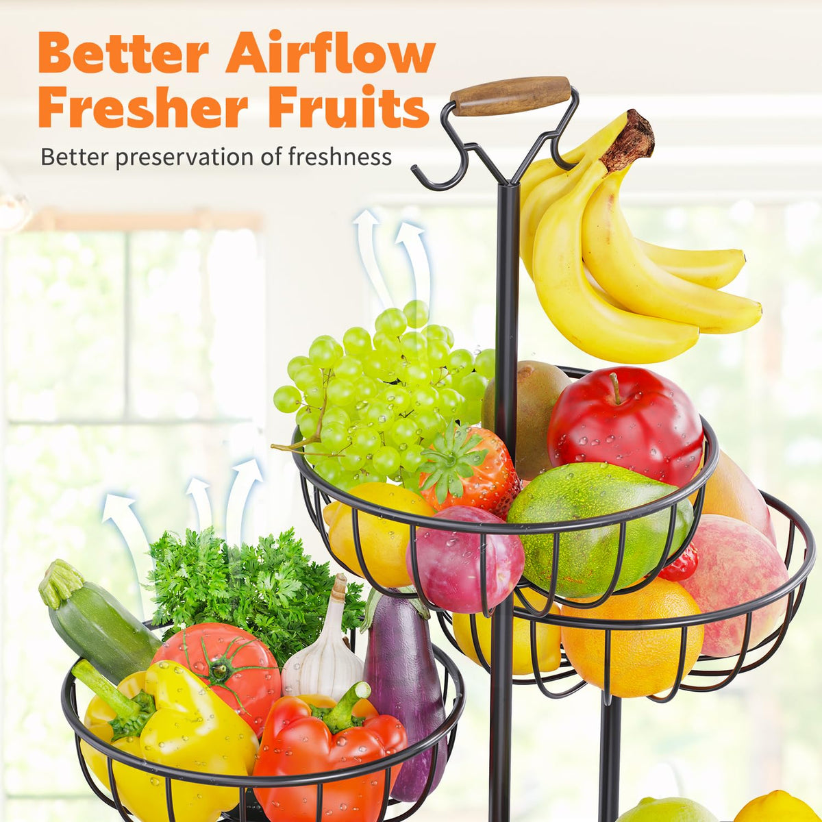 PouHenier.jh built-in banana hanger helps prevent bruising and overripening.