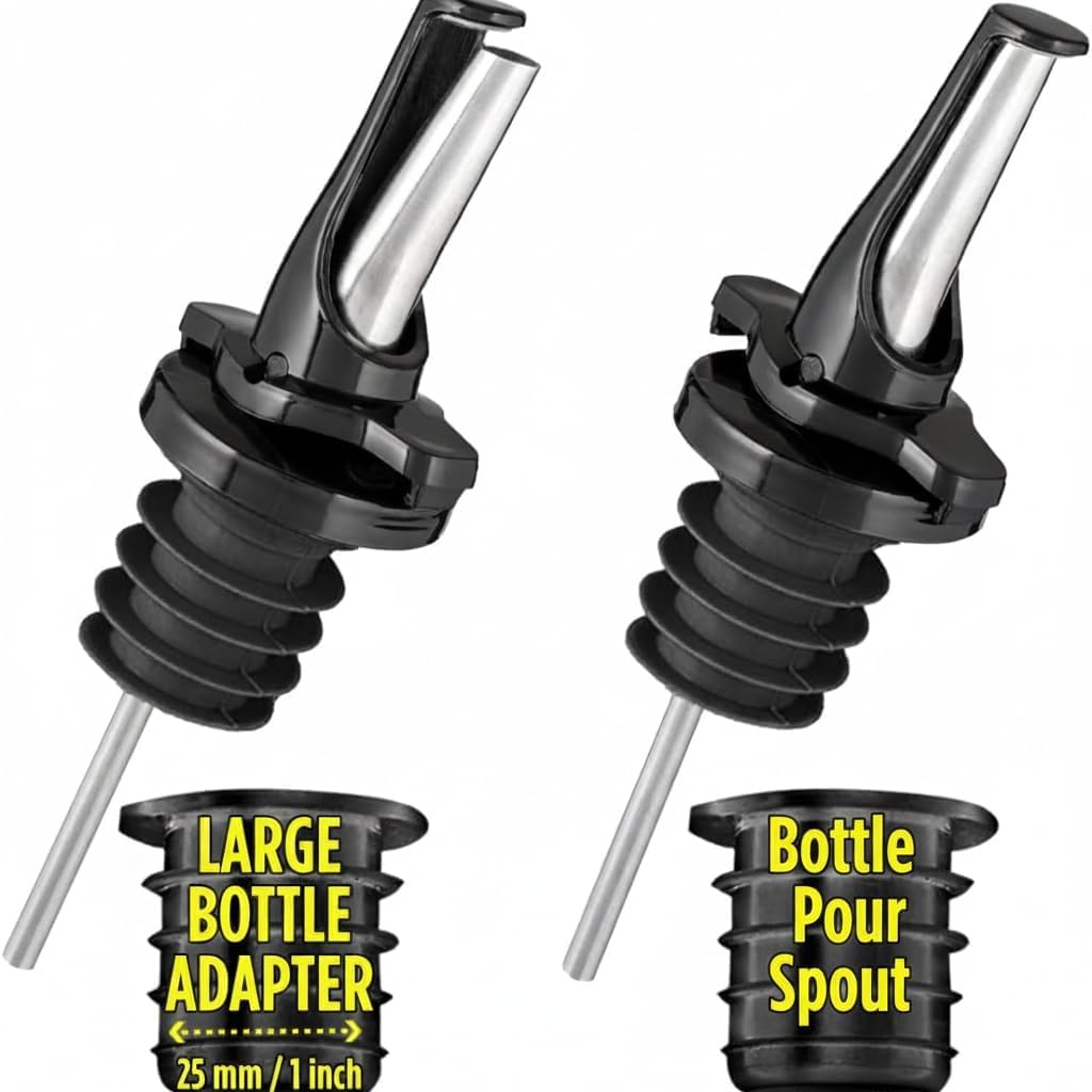 Poura 3-in-1 liquor pour spout front view for professional bar look and precise pours.