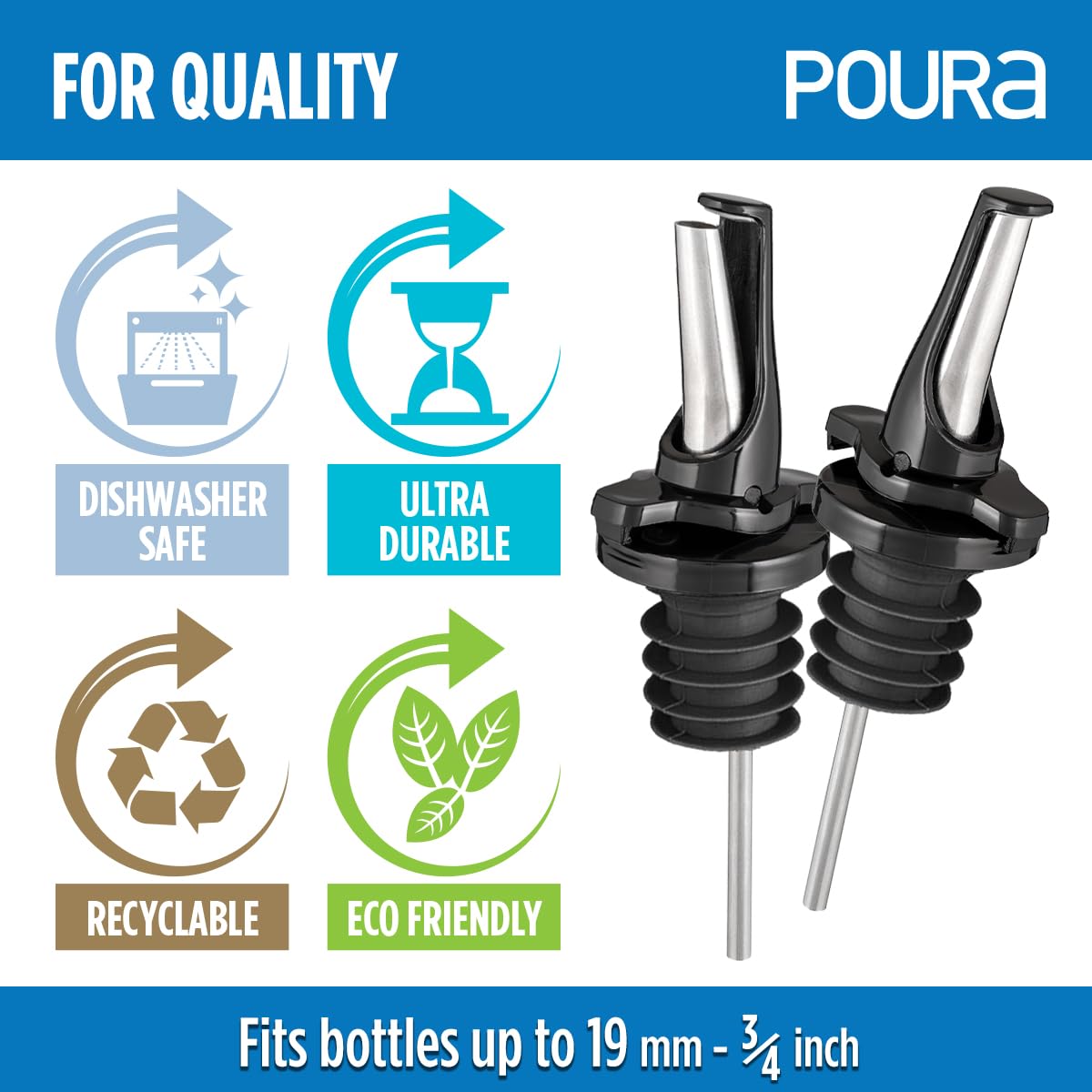 2-pack Poura spouts deliver consistent pours and durable performance.