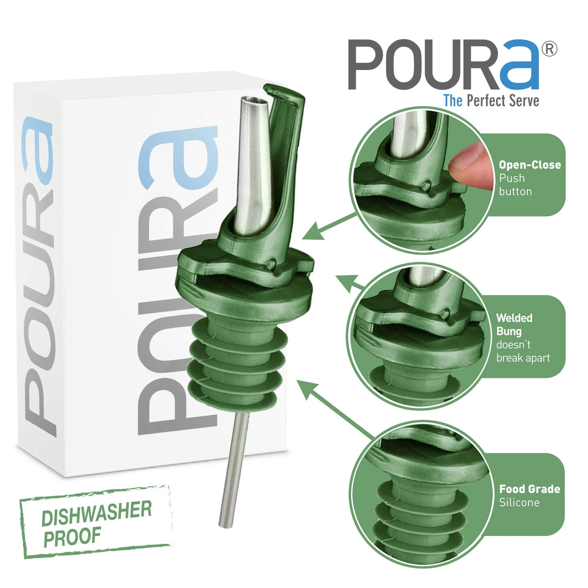 Poura dust caps cover keeps the bottle mouth clean and hygienic.